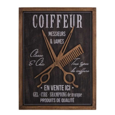 Panneau décor bois Coiffeur 40 x 30 cm