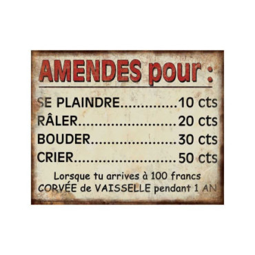 Plaque AMENDES 25x20 cms