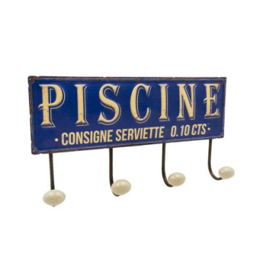 Plaque avec 4 crochets 40 x 13 cm Piscine