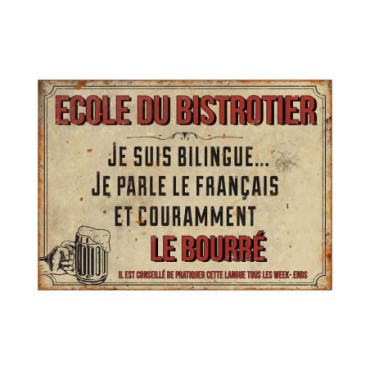 Plaque Ecole du bistrotier 21 x 15 cm