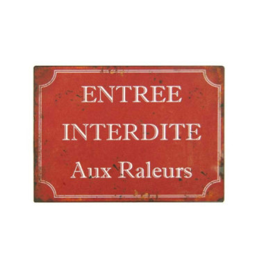 Plaque entrée interdite aux raleurs rouge 15*21 Fer+papier