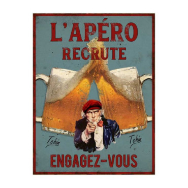 Plaque L'apéro recrute 25 x 33 cm