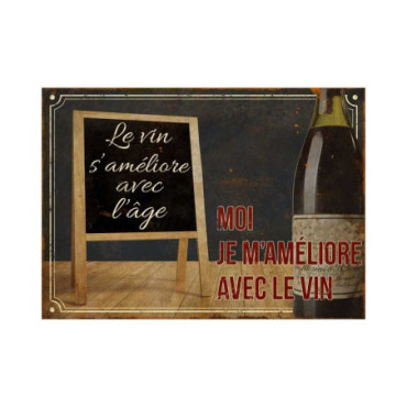 Plaque Le vin s'améliore 21*15