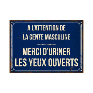 Plaque Merci d'uriner les yeux ouverts 21*15