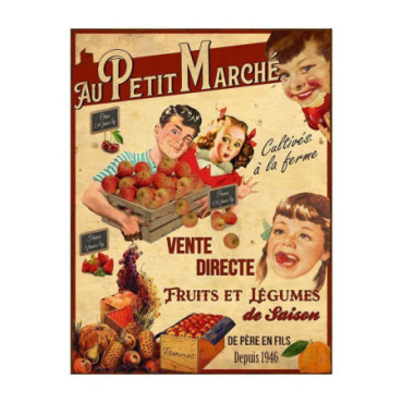 Plaque métal Au petit marché 33 x 25 cm