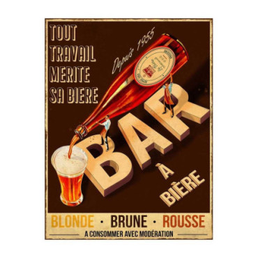 Plaque métal Bar à bière 50 x 38 cm