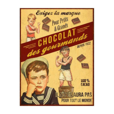 Plaque métal Carré chocolat 50 x 38 cm