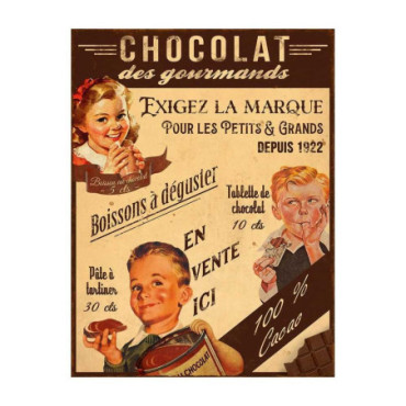 Plaque métal Chocolat 33 x 25 cm