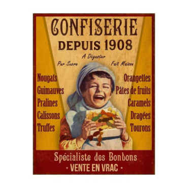 Plaque métal Confiserie 33 x 25 cm