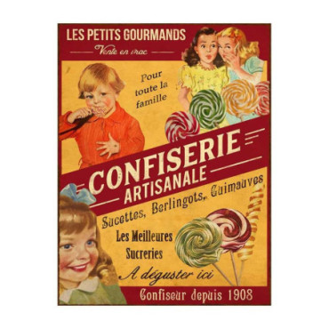 Plaque métal Confiserie Les petits gourmands 33 x 25 cm