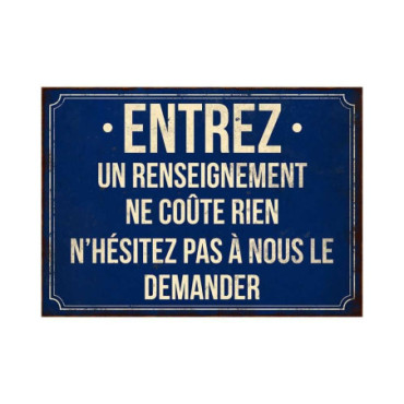 Plaque métal Entrez renseignement 21 x 15 cm