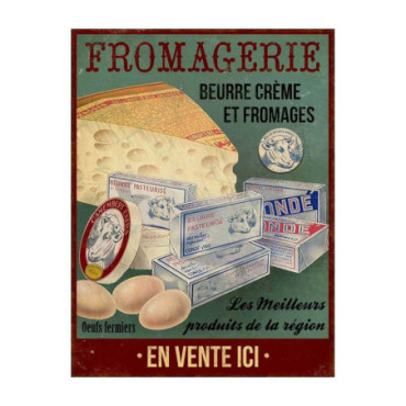 Plaque métal Fromagerie 33 x 25 cm