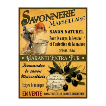 Plaque métal Savonnerie 33 x 25 cm