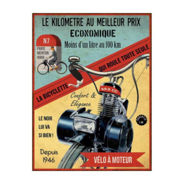 Plaque métal Vélo 33 x 25 cm