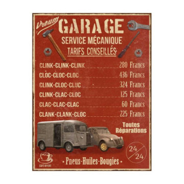 Plaque métal Vroum Garage 45 x 34 cm