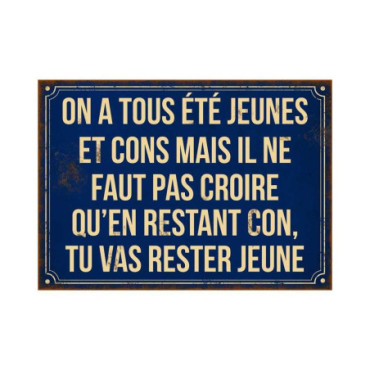 Plaque on a tous été jeunes 21 x 15 cm