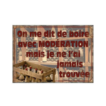 Plaque On me dit de boire avec 21*15 cms