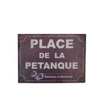 Plaque place de la pétanque bleue 15*21 Fer+papier