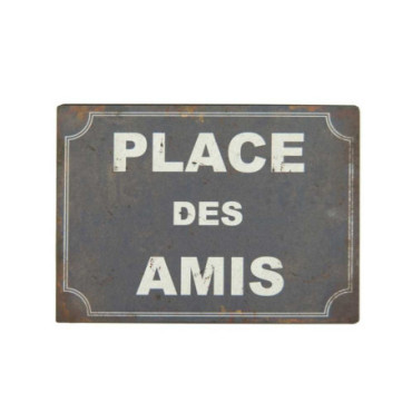 Plaque place des amis bleue 15*21 Fer+papier