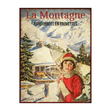 Plaque Raquettes de neige 25x33