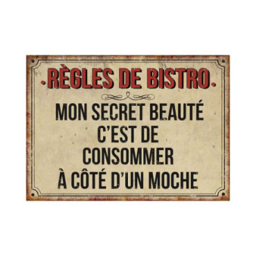 Plaque Règles de bistro 21 x 15 cm