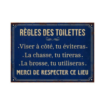 Plaque Règles des toilettes 21 x 15 cm