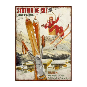 Plaque Station de ski 25x33