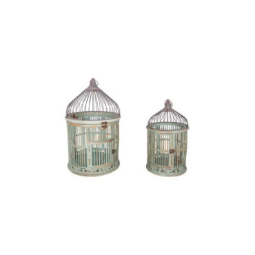 Cages rondes couleur bleu/zinc x2