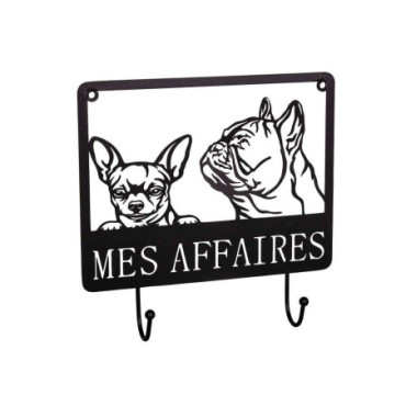 Plaque Chien avec crochets Mes affaires