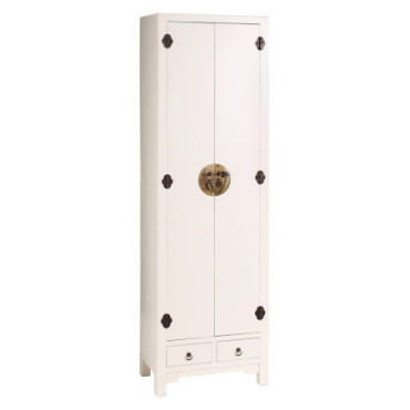 Armoire 2 Portes Et 2 Tiroirs Blanc 55x33x185cm