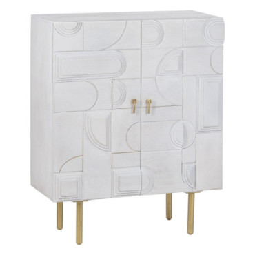 Armoire Blanc - Or Bois / Métal Salon 92x43x116cm