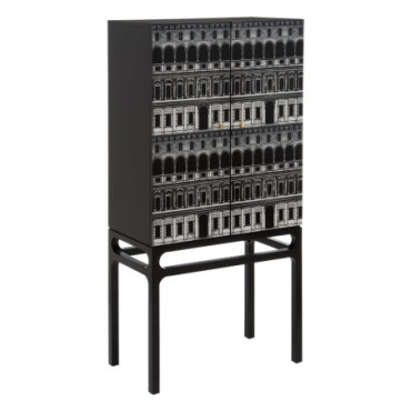 Armoire Cabinet Noir - Blanc 76,50x40x160cm