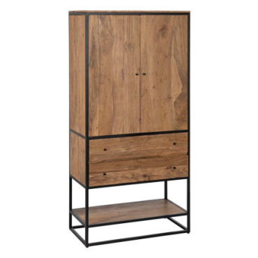 Armoire Naturel Bois - Métal Salon 90x45x190cm