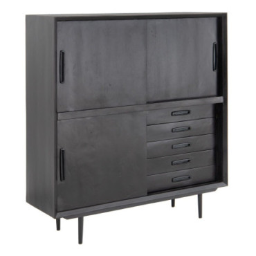 Armoire Noir Bois De Manguier Salon 135x40x148cm