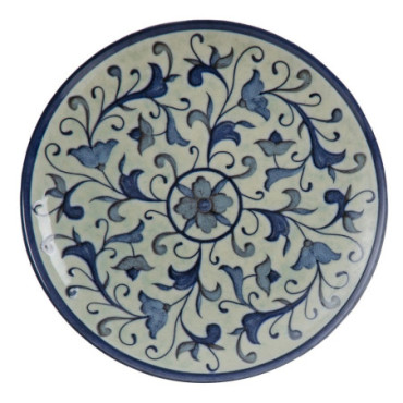 Assiette Plate Bleu - Blanc Porcelaine 26x26x3cm