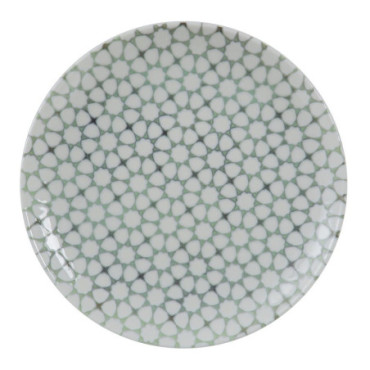 Assiette Plate Vert - Blanc Porcelaine 26x26x3cm