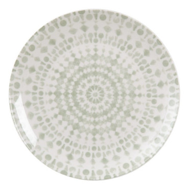 Assiette Plate Vert - Blanc Porcelaine 27x27x2,50cm