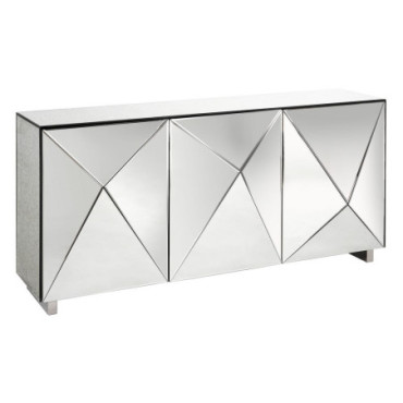 Bahut Argent Mdf - Miroir Salon 180x48x90cm