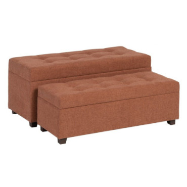 Banquette - Malle Tuile Tissu - Bois 102x41x43cm Set de 2