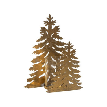 Bougeoir Arbre Or Métal Décoration 20x9,50x32cm