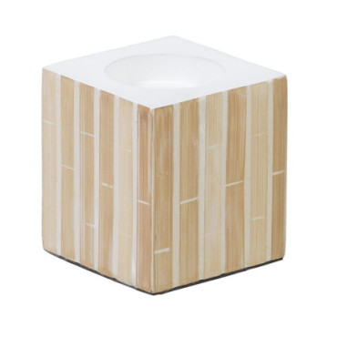 Bougeoir Beige Bambou / Mdf 10,50x10,50x10,50cm