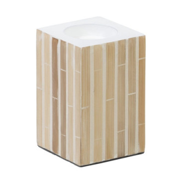 Bougeoir Beige Bambou / Mdf 10,50x10,50x16cm