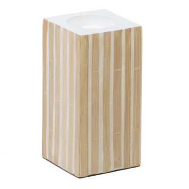 Bougeoir Beige Bambou / Mdf 10,50x10,50x21cm