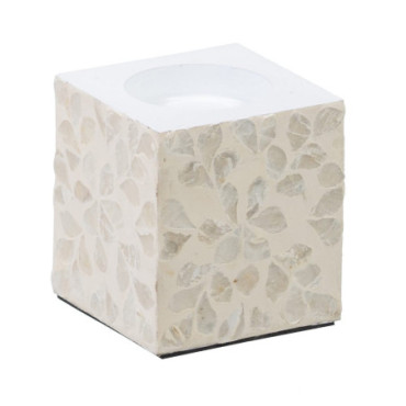 Bougeoir Beige Nacre - Mdf Décoration 10,50x10,50x10,50cm