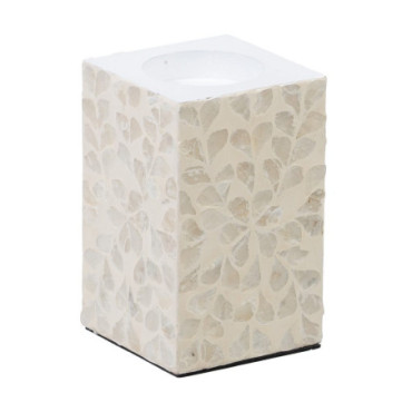 Bougeoir Beige Nacre - Mdf Décoration 10,50x10,50x16cm