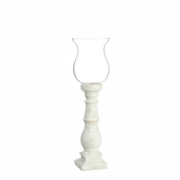 Bougeoir Blanc Ciment - Cristal 20,50x20,50x71cm