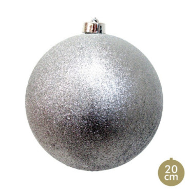 Boule Paillettes Argent 20x20x20cm