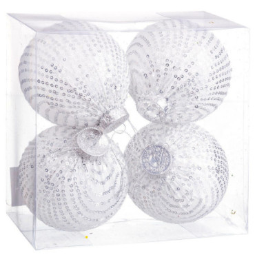 Boule Paillettes. Polyfoam 10x10x10cm Set de 4