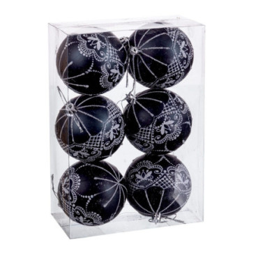 Boule Plastique Noir 8cm Set de 6