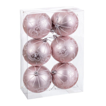 Boule Plastique Rose 8cm Set de 6